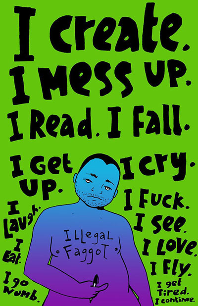 I Read, I Create, I Mess Up, I Fall, illustration by Julio Salgado